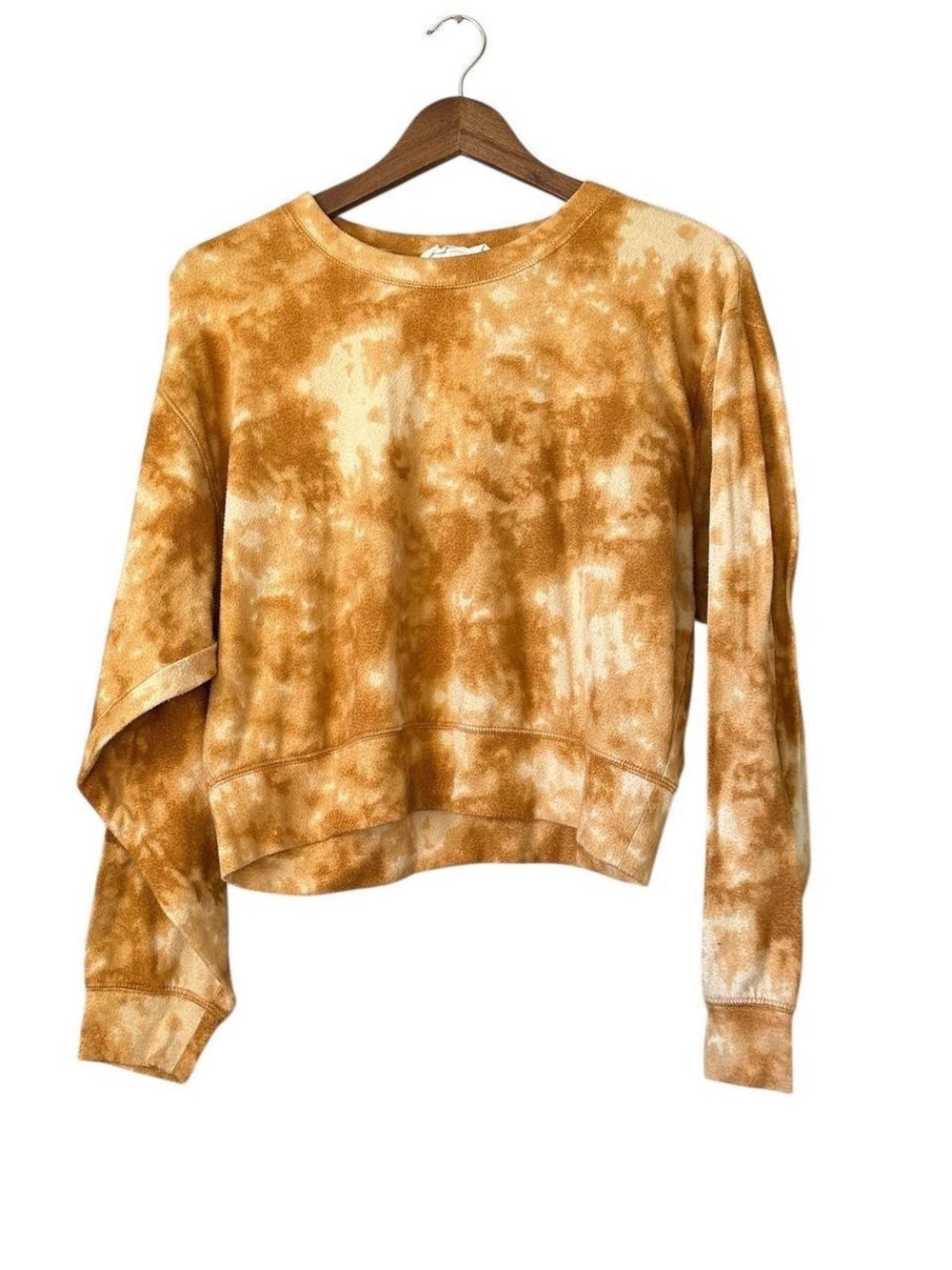 Double Zero Mustard Tie-Dye Cropped Sweatshirt